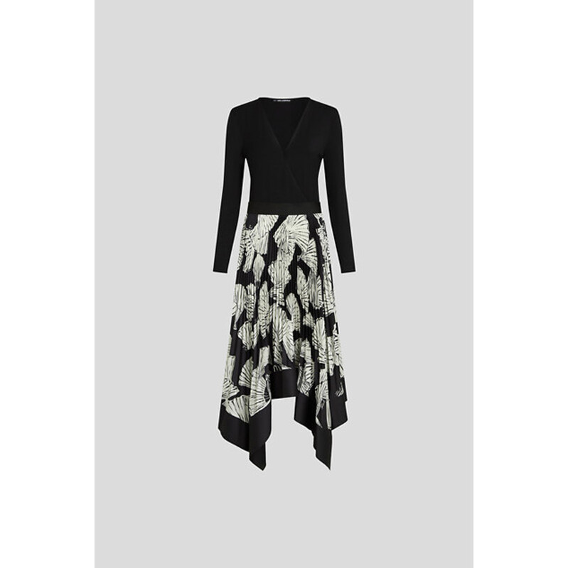 ŠATY KARL LAGERFELD MATERIAL MIX PLEATED DRESS