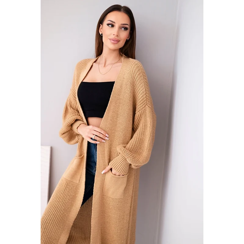 Kesi Włoski Svetr dlouhý cardigan camel