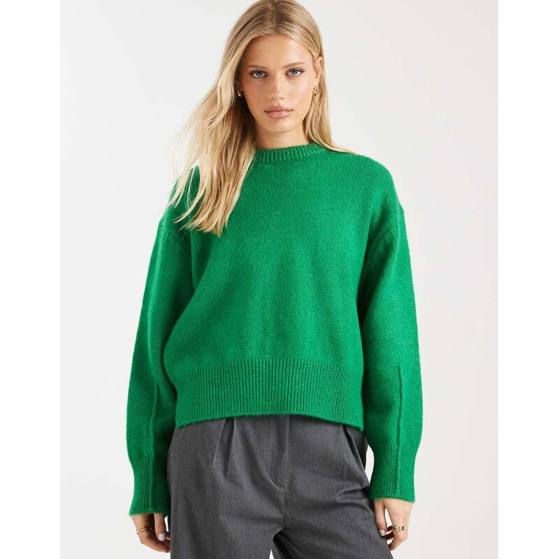 ASOS DESIGN boxy crew neck jumper with side split detail in bright 115520143