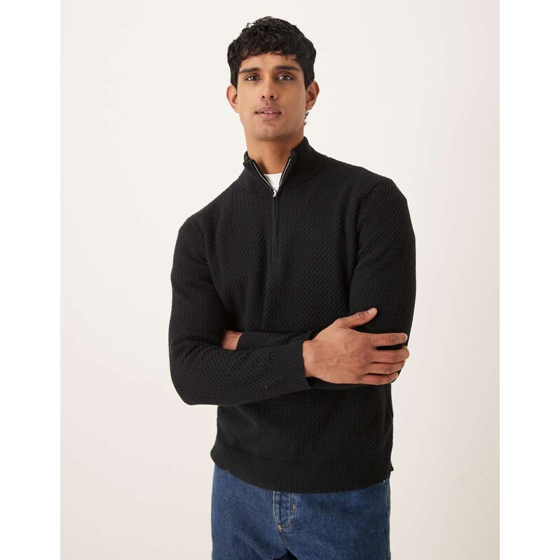 Abercrombie & Fitch quarter zip jumper in black 112317900
