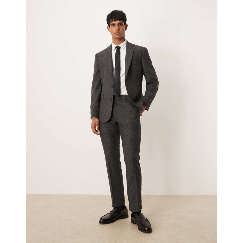 ASOS DESIGN slim suit trouser with wool in charcoal-Grey