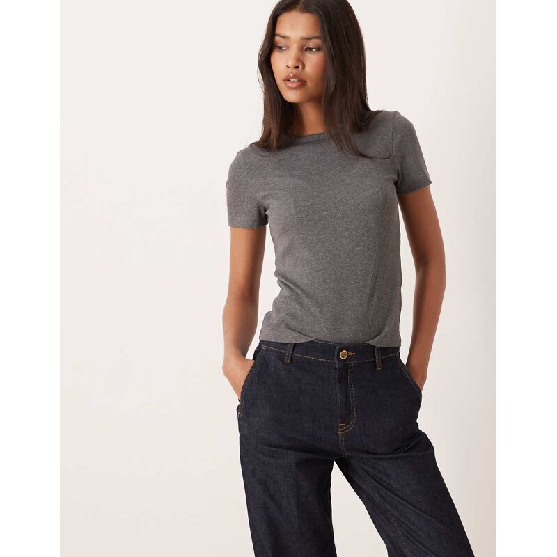 AWARE ribbed t-shirt in medium grey 115516925