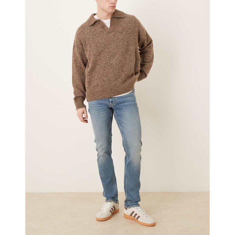Mango Jan 100% cotton slim jean in mid blue