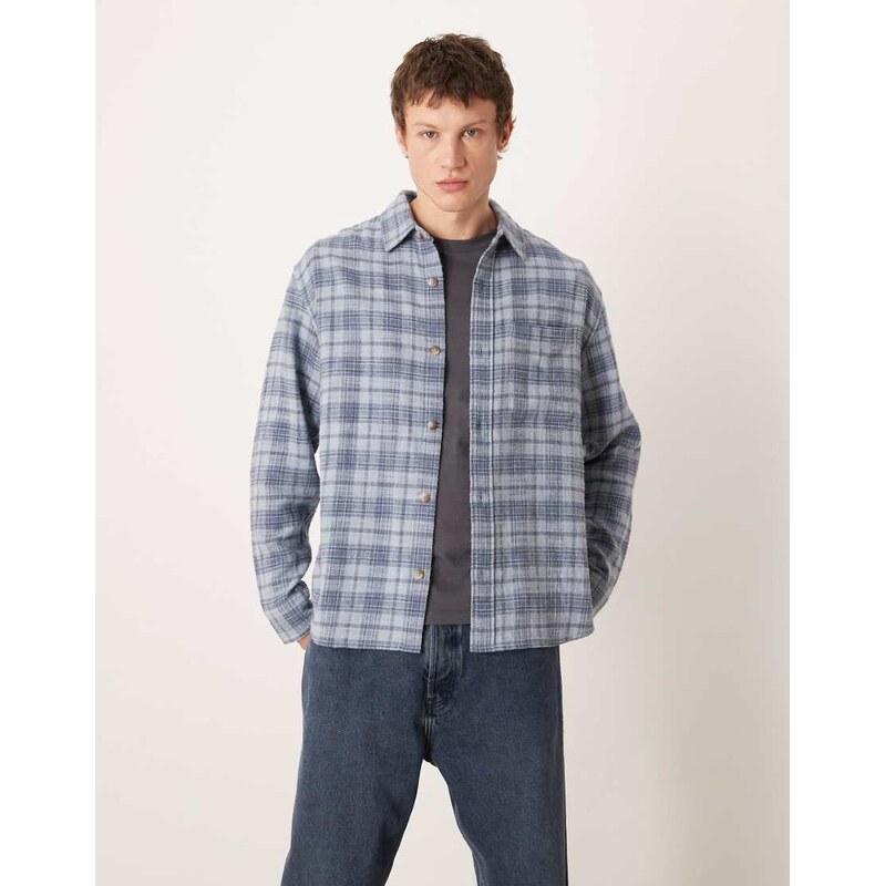 Abercrombie & Fitch long sleeve flannel shirt in blue plaid