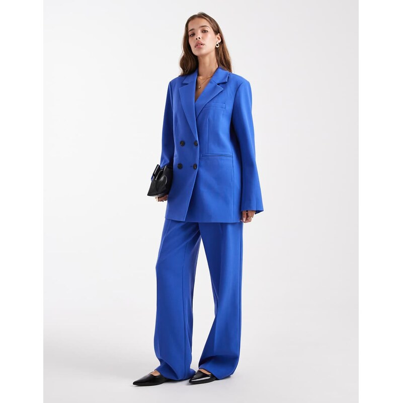 YAS tailored wide leg trouser co-ord in dark blue 115535689