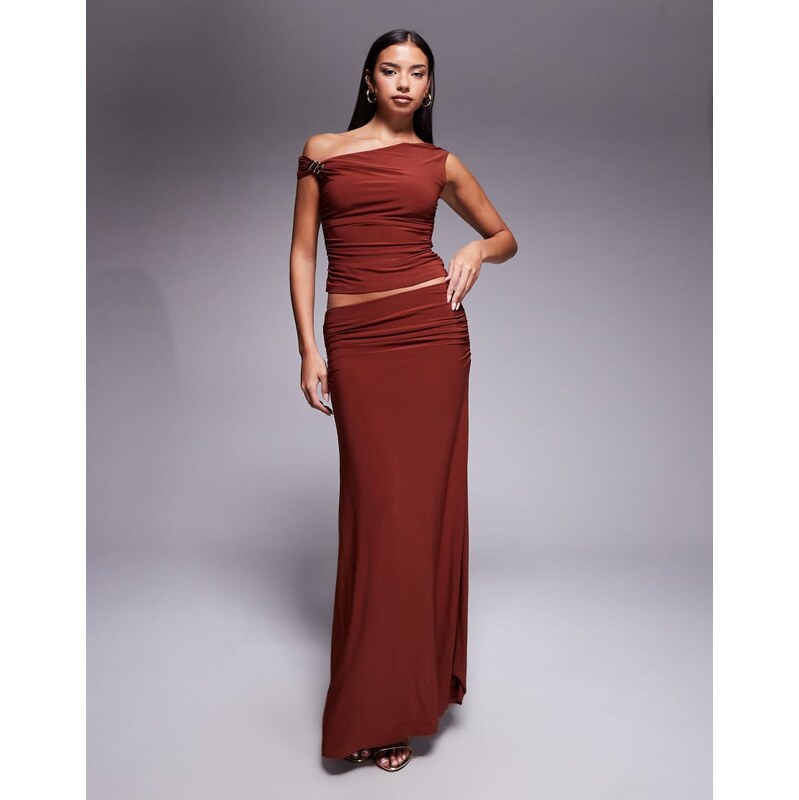 Forever New slinky maxi skirt co-ord in rust-Brown 112985547
