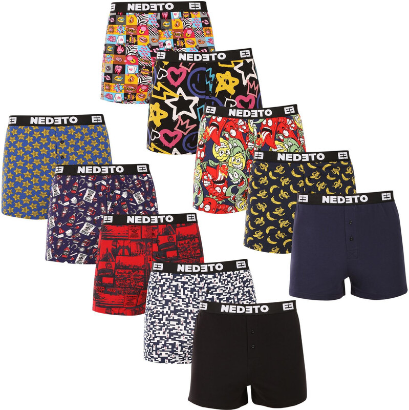 10PACK pánské trenky Nedeto vícebarevné (10NGV01) 3 112321362
