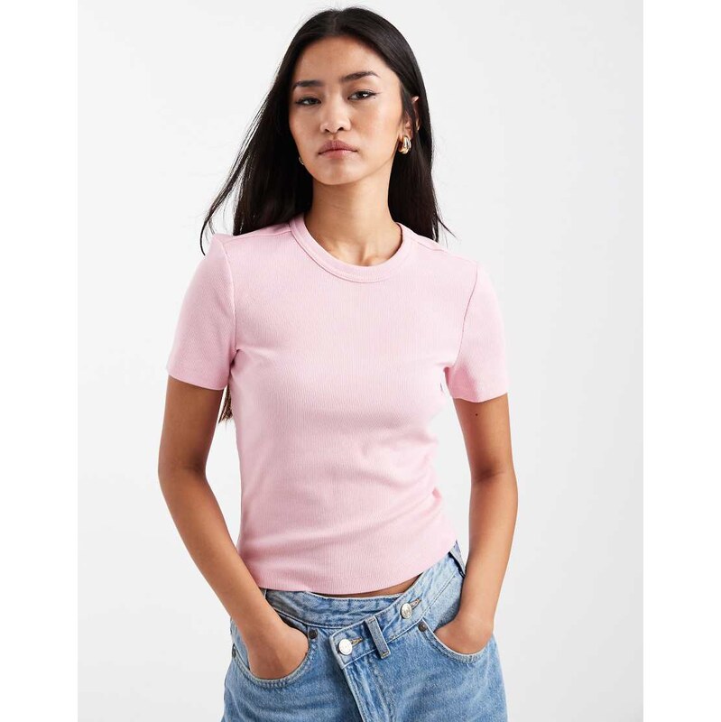ONLY ribbed t-shirt in pink