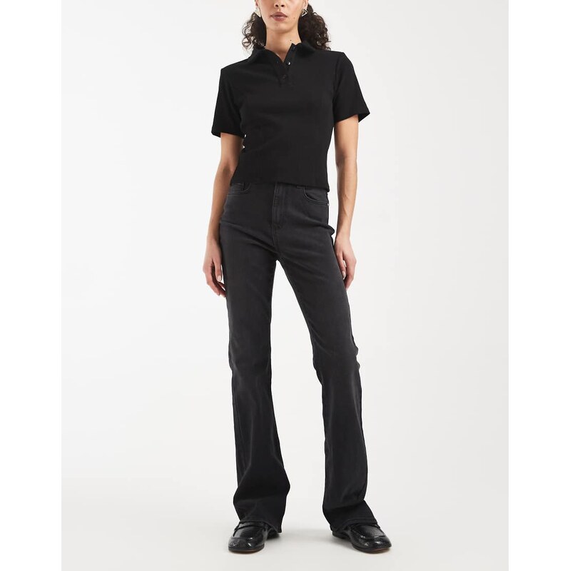 ONLY Linez high waist flared jeans in washed black