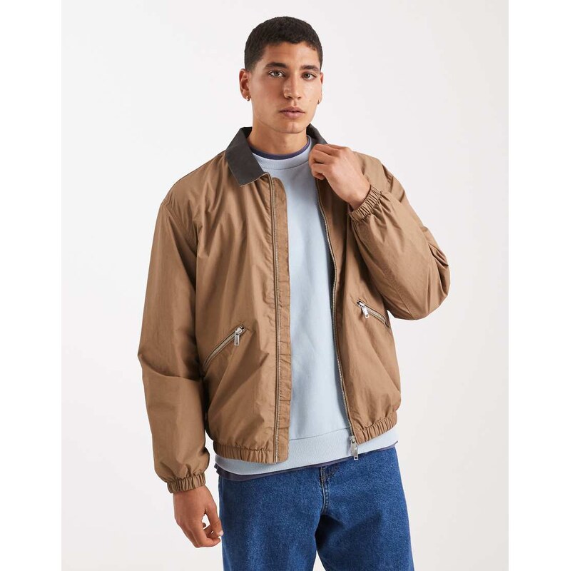 ONLY & SONS lightweight bomber jacket in light brown
