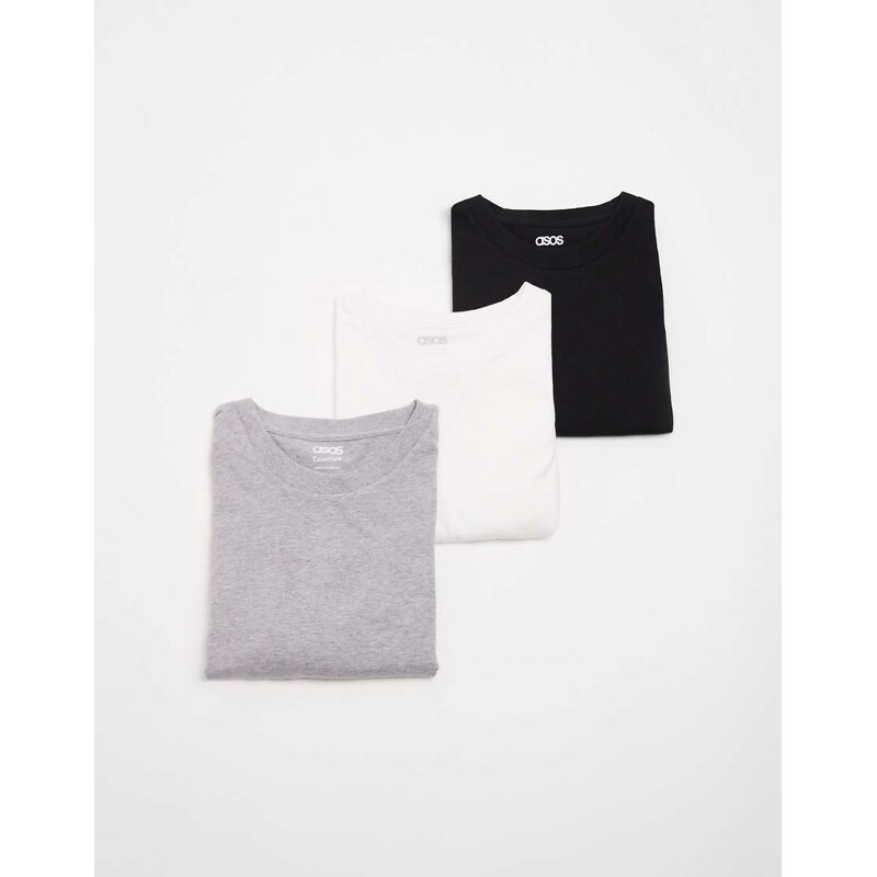 ASOS DESIGN Essentials 3 pack regular fit t-shirt in grey marl,