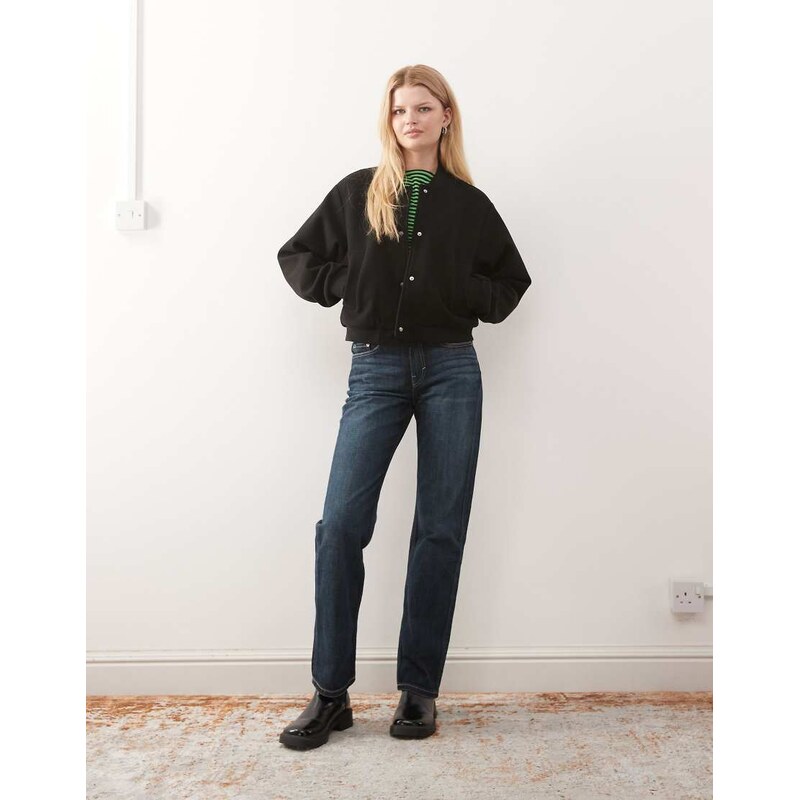 Noisy May lightweight brushed bomber jacket in black