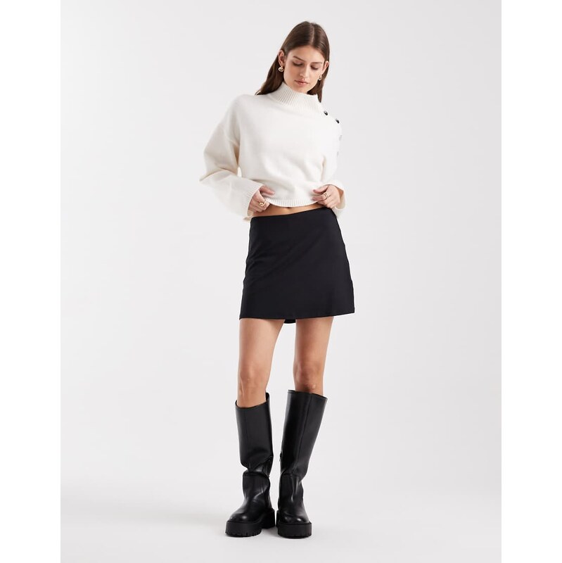 ASOS DESIGN polyamide slinky mini skort in black