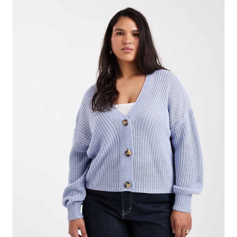 ONLY Curve v-neck cardigan in blue 115517852