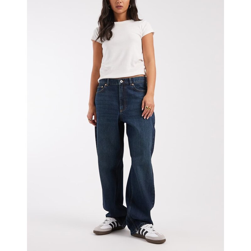 COLLUSION antifit mid rise jean in deep blue-Navy