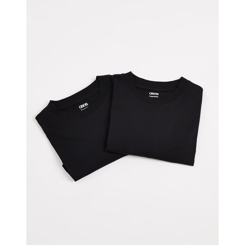 ASOS DESIGN Essentials 2 pack relaxed t-shirts in black