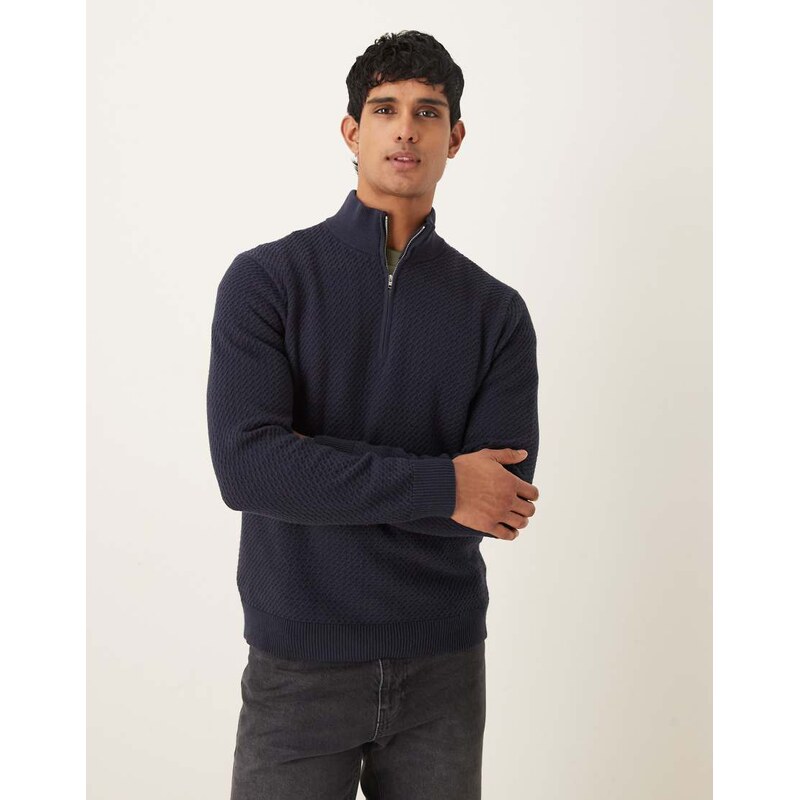 Abercrombie & Fitch quarter zip jumper in navy 112334168
