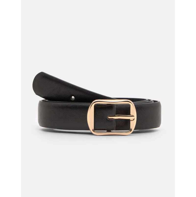 Pull&Bear Thin belt with square buckle in gold 112334188