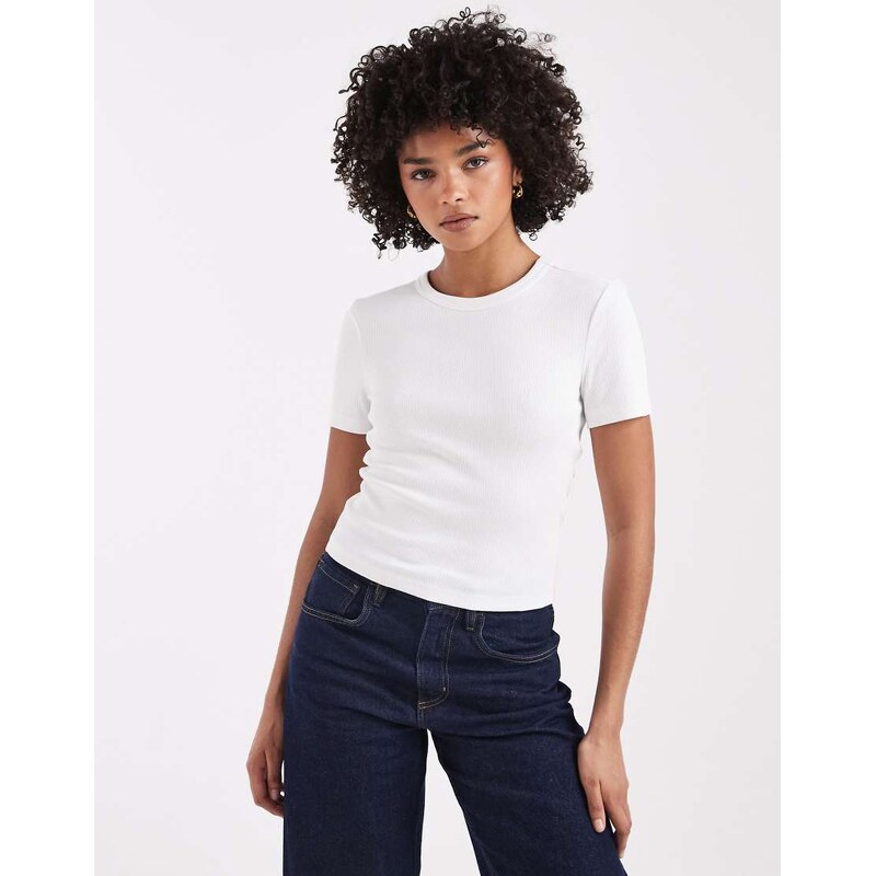 ONLY ribbed t-shirt in white