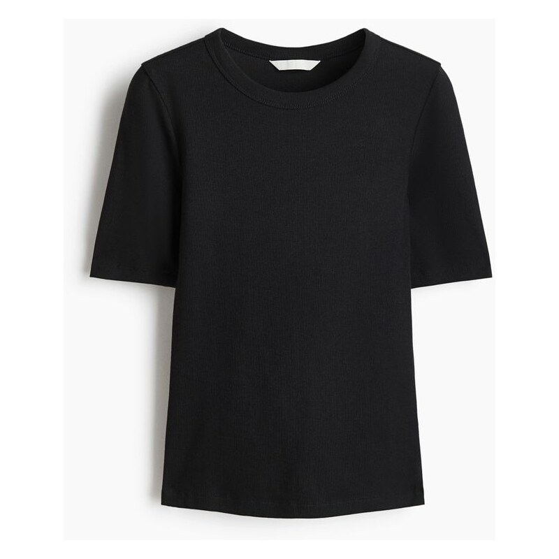 H&M - Žebrované tričko - Černá