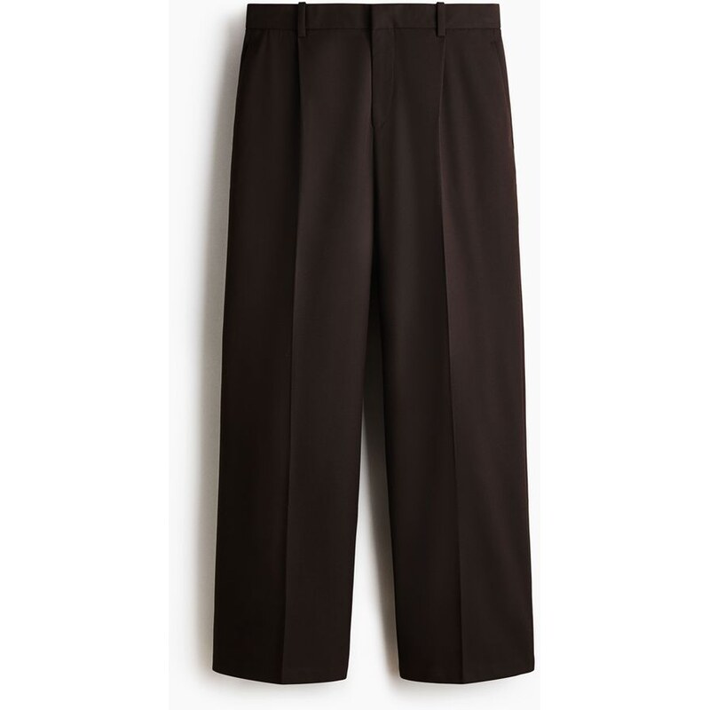 H&M - Elegantní kalhoty Loose Fit - Tmavě Hnědá