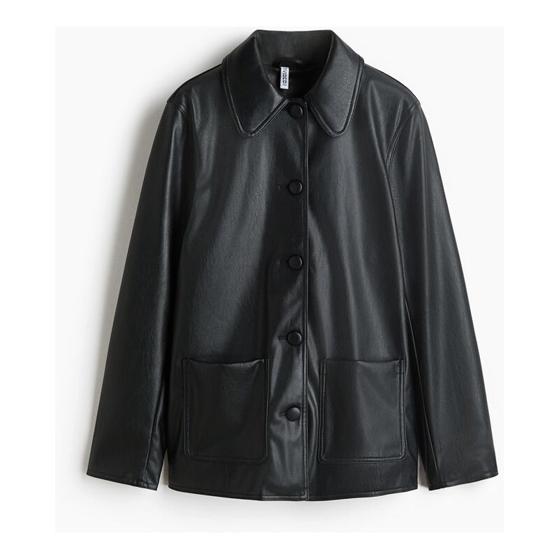 H&M - Kabát car coats povrchovým potahem - Černá