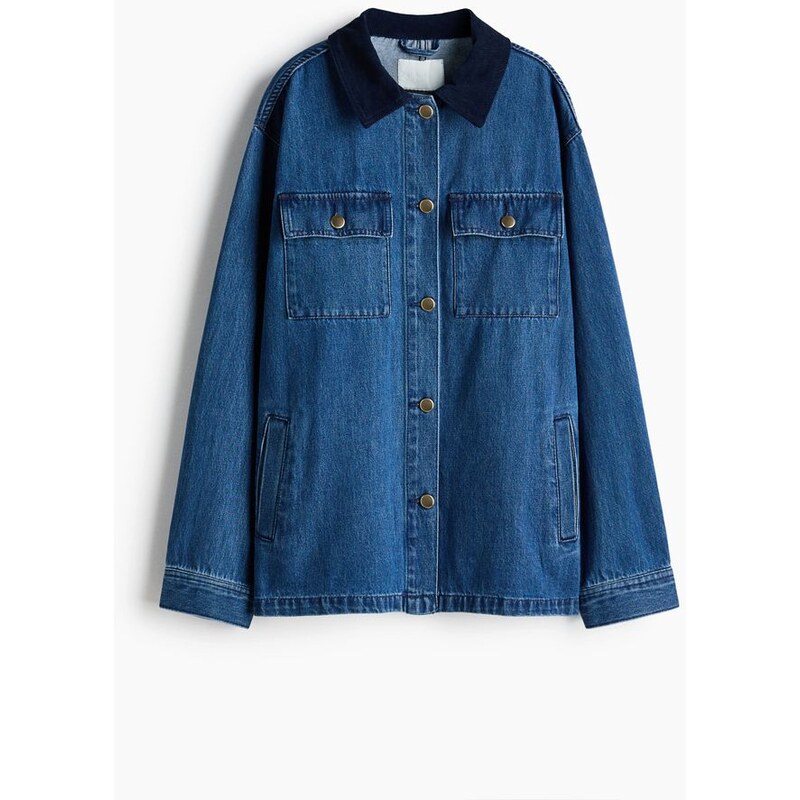 H&M - Džínová bundas manšestrovým límcem - Denim Blue