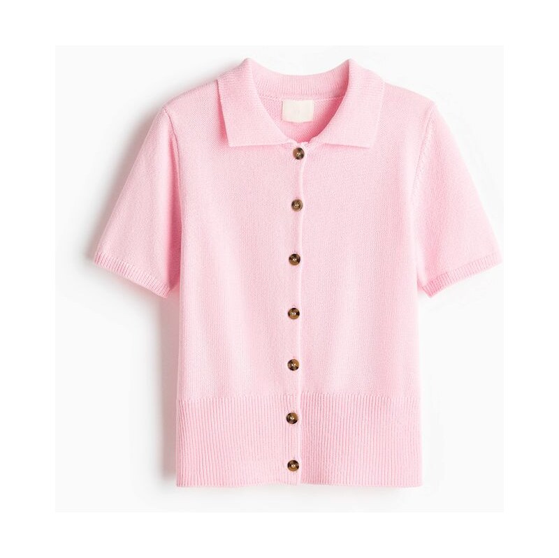 H&M - Propínací tops krátkými rukávy - růžová 112322358