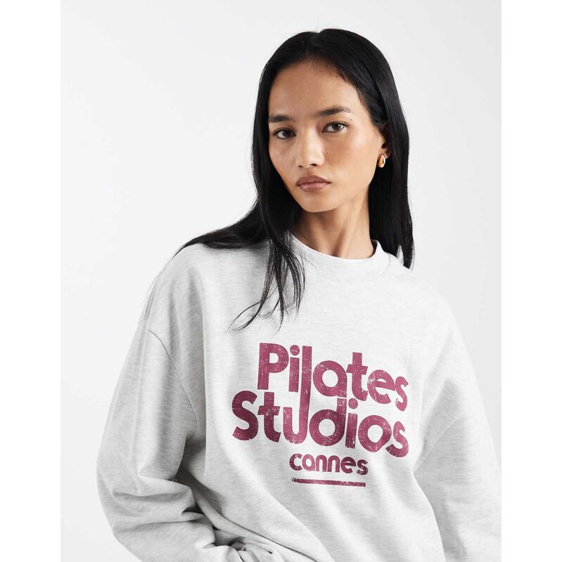 ASOS DESIGN oversized sweatshirt with pilates studio graphic in