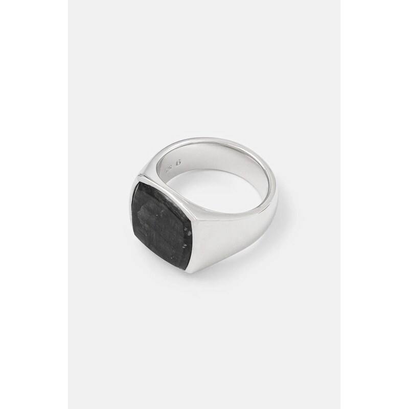 Tom Wood Stříbrný prsten Tom Wood Cushion Black Larvikite