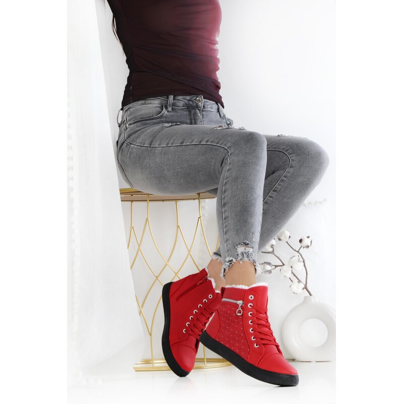 Cathay moda Červené zateplené tenisky 3025-8R.B 112340025