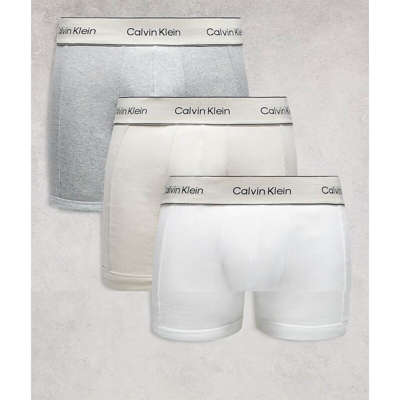 Calvin Klein Heritage Cotton 3 pack boxer briefs in white/grey