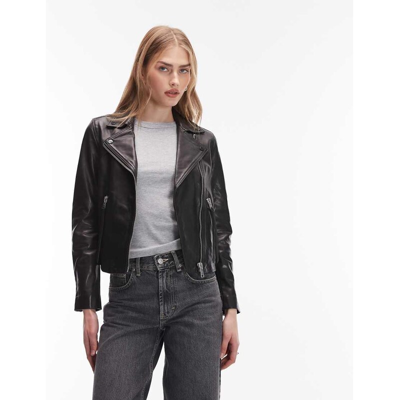 AllSaints Dalby leather biker jacket in black 115538883