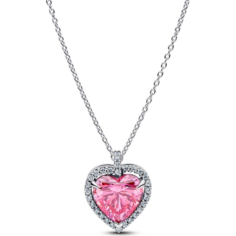 PANDORA náhrdelník Halo růžové srdce 112353458