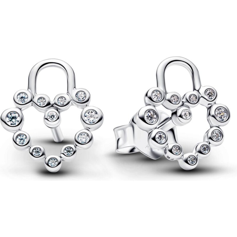 PANDORA náušnice Třpytivý visací zámek ve tvaru srdce 112353490