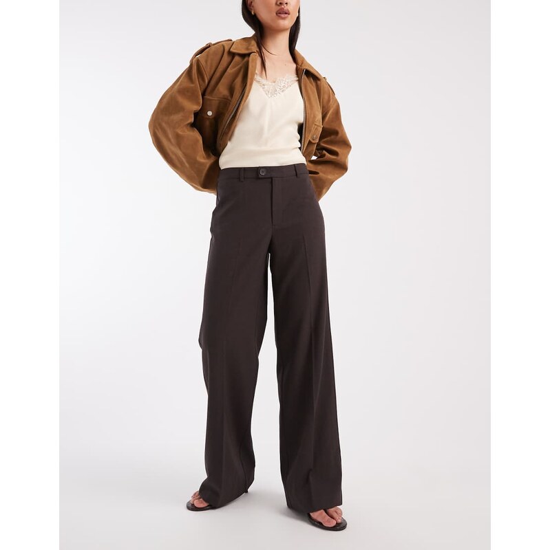 Vero Moda mid waist straight leg crease front trouser in