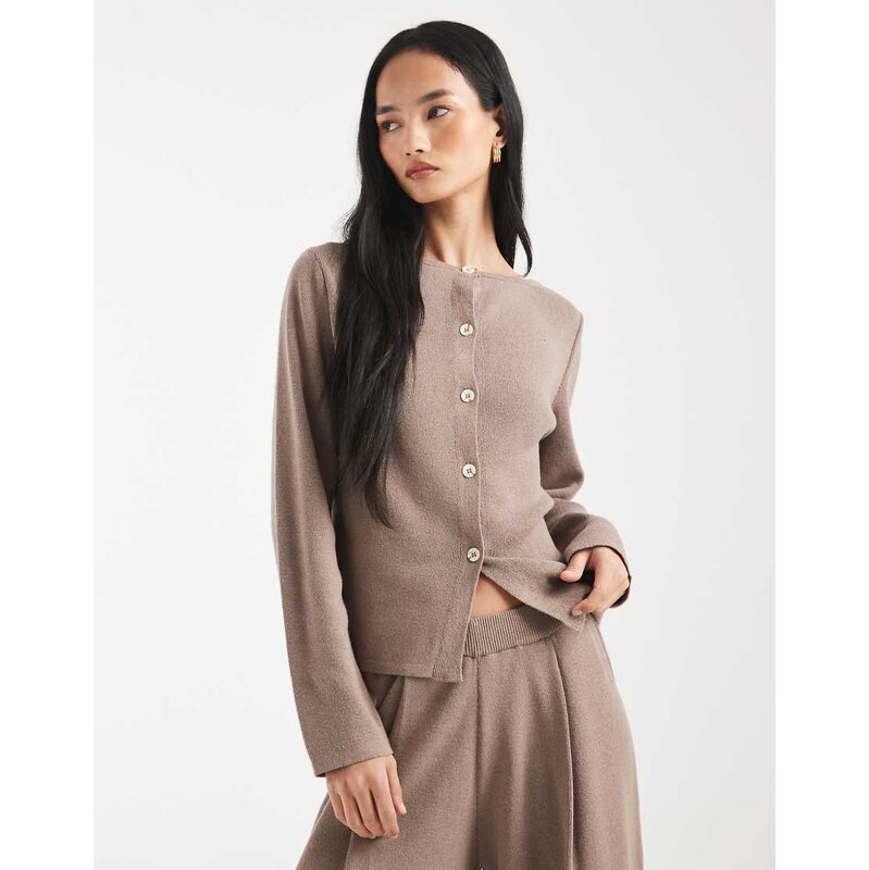 ASOS DESIGN knitted cardigan co-ord in mocha brown