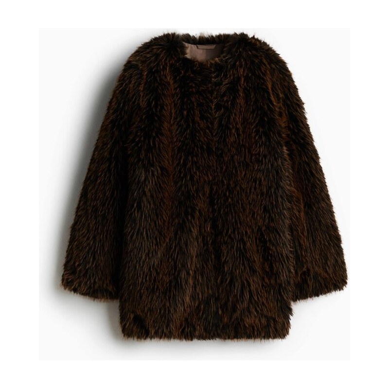 H&M - Huňatý kabát - hnědá 110991292