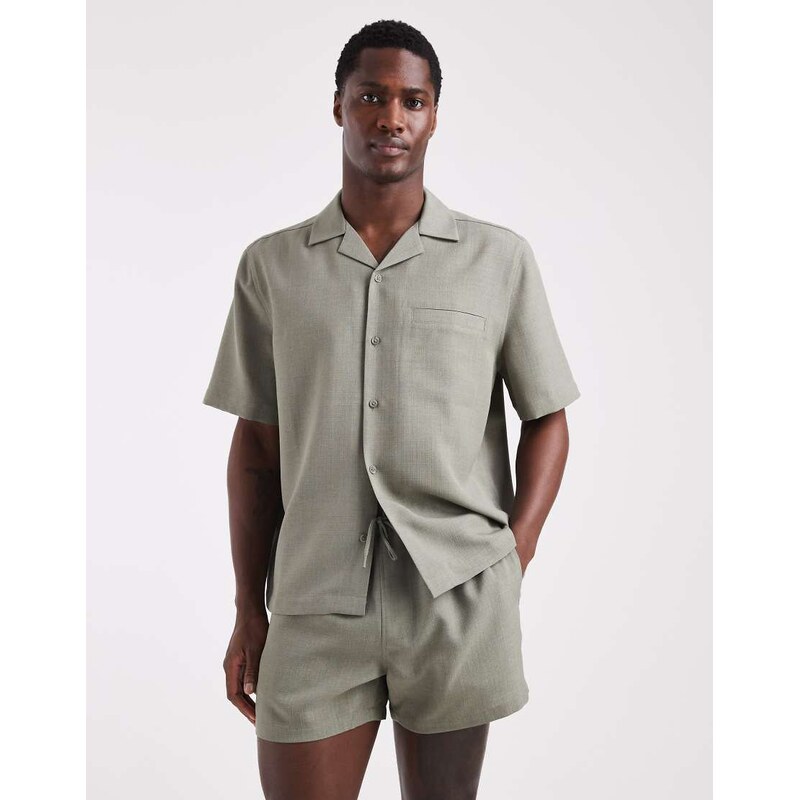 ASOS DESIGN co-ord swim shorts in linen look short length in
