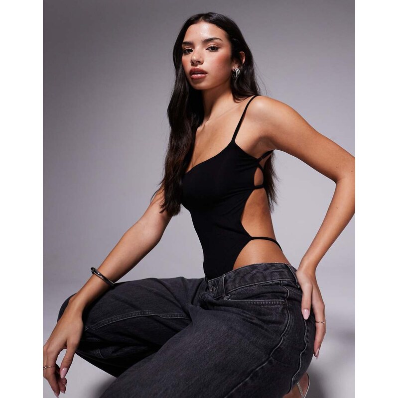 Tiger Mist Minerva square neck slinky cami strappy thong detail