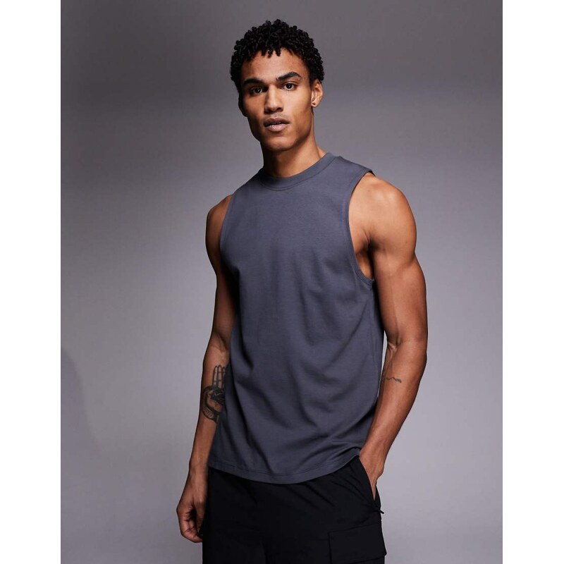 4505 Icon drop armhole cotton training vest with quick dry finish in 115517239