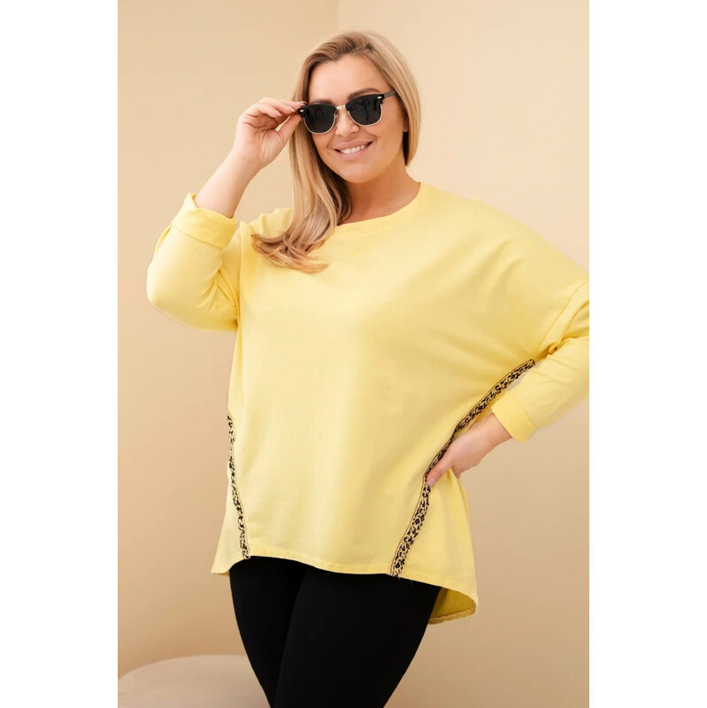 K-Fashion Dámská blůza Plus Size bavlněná s ohrnovacími rukávy a