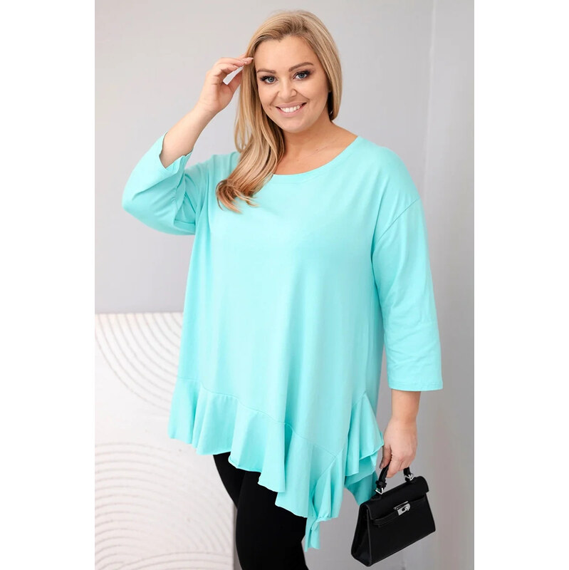 K-Fashion Dámská blůza Plus Size s bavlnou a volánem a