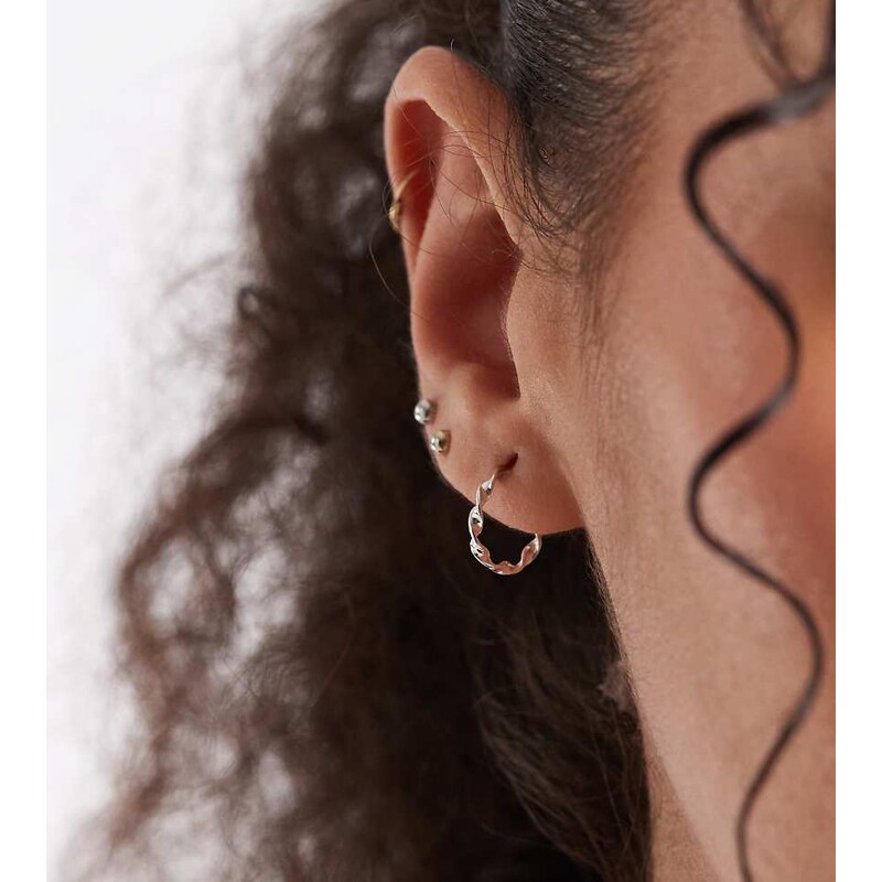 Kingsley Ryan 14mm twisted hoop earrings in silver 112645819