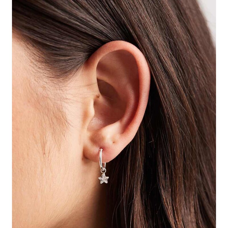 Kingsley Ryan 12mm star drop hoop earrings in silver 112645820