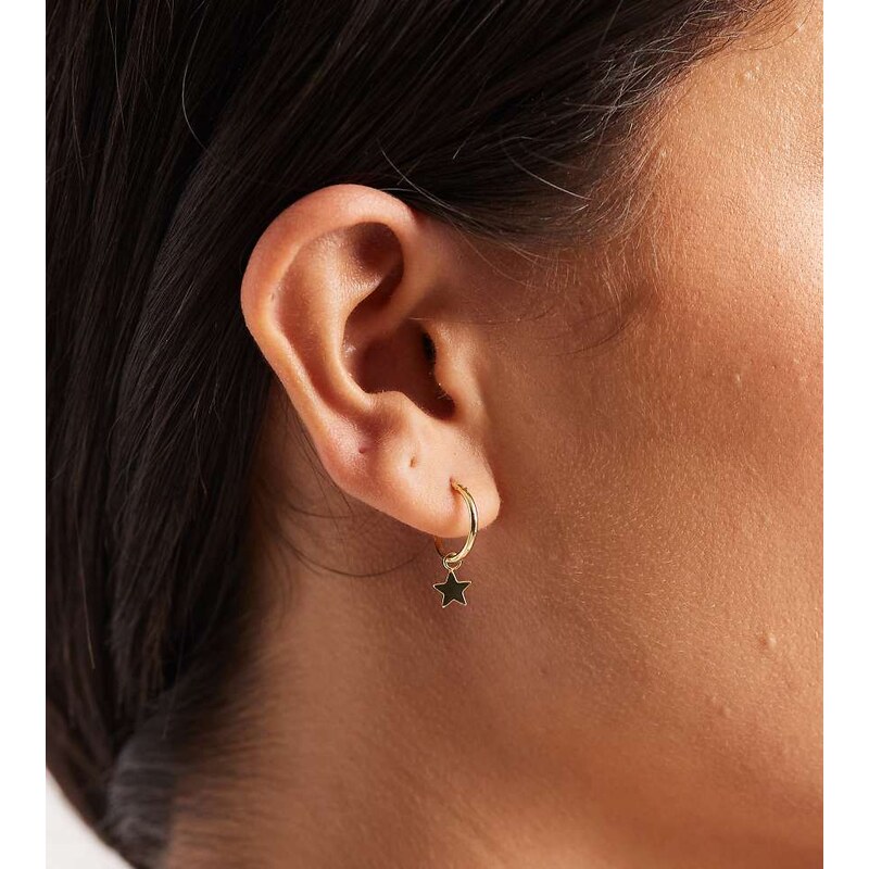 Kingsley Ryan star drop hoop earrings in gold plated 112645832