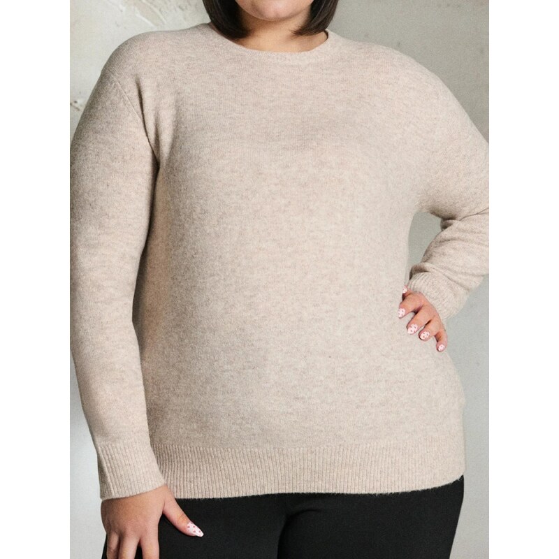 Sinsay - Basic svetr s příměsí vlny Plus Size - béžová 108519405