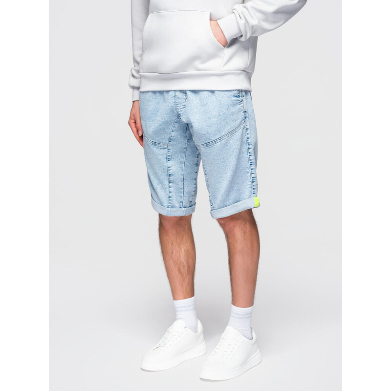 Ombre Mens short denim shorts with decorative stitching - light