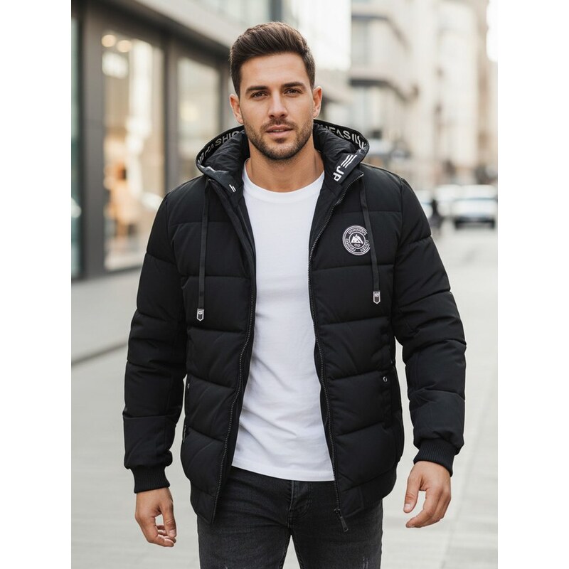 Dstreet Trendy zimní bunda s kapucí v černé barvě
