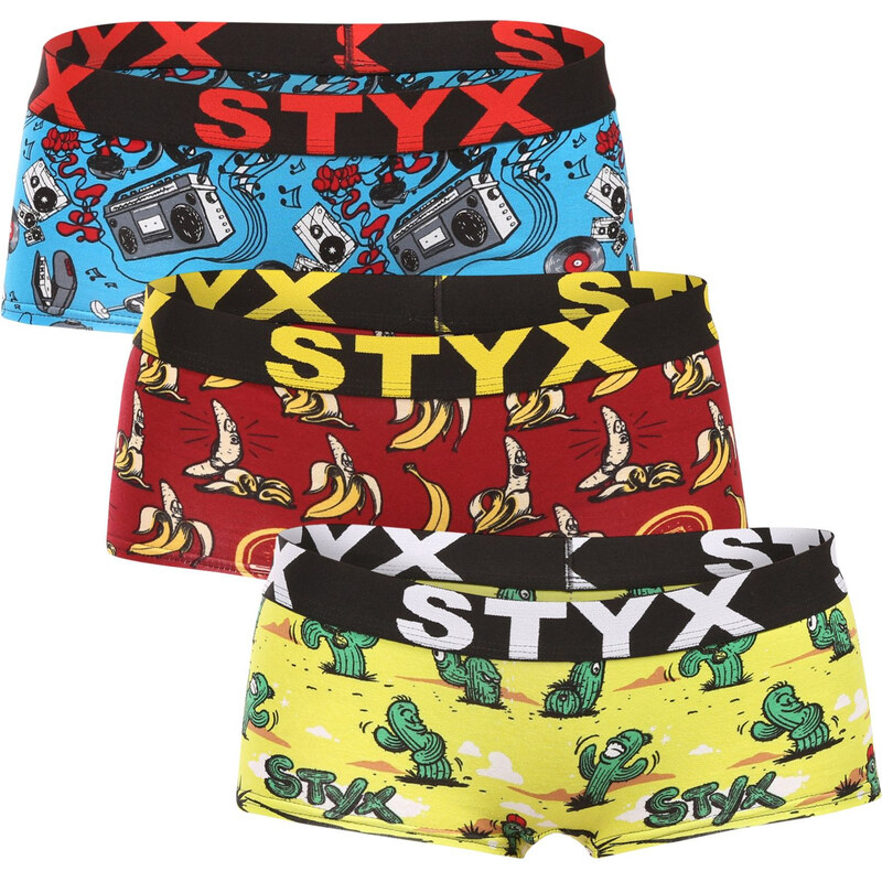 3PACK dámské kalhotky Styx art s nohavičkou vícebarevné (3IN13198) 112356166